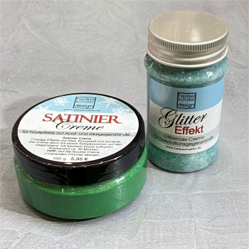 Satiniercreme + Glitter Effekt Creme in Grün